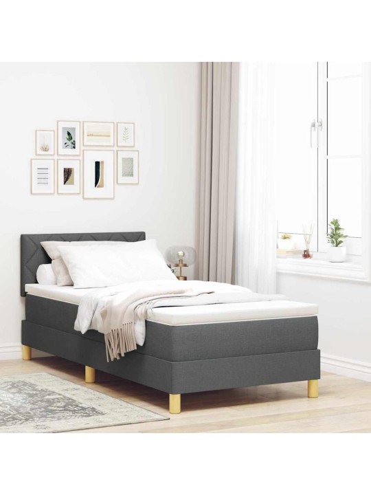 Kontinentaalvoodi madratsi ja peatsiga tumehall 90 x 200 cm kangas