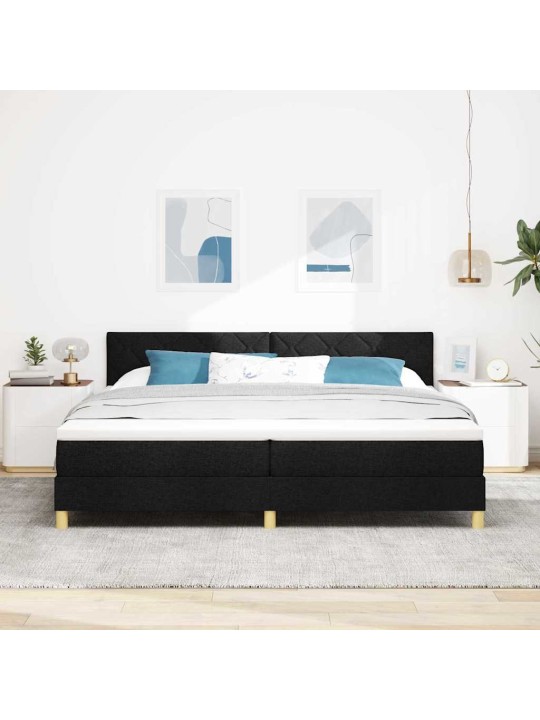 Kontinentaalvoodi madratsi ja peatsiga must 200 x 200 cm kangas