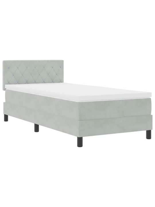 Kontinentaalvoodi madratsi ja peatsiga helehall 90 x 200 cm samet