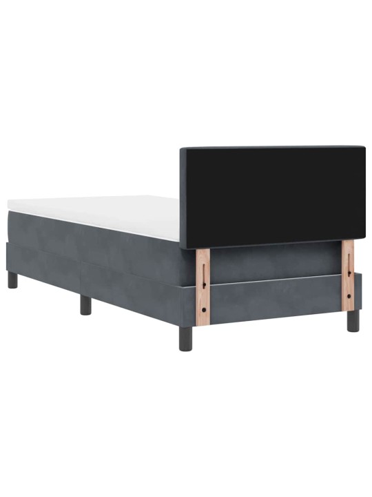 Kontinentaalvoodi madratsi ja peatsiga tumehall 90 x 200 cm samet