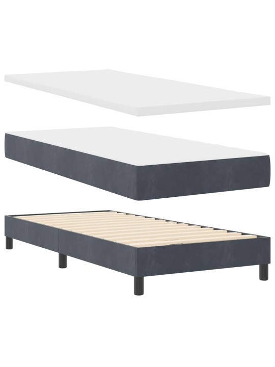 Kontinentaalvoodi madratsi ja peatsiga tumehall 100 x 200 cm samet