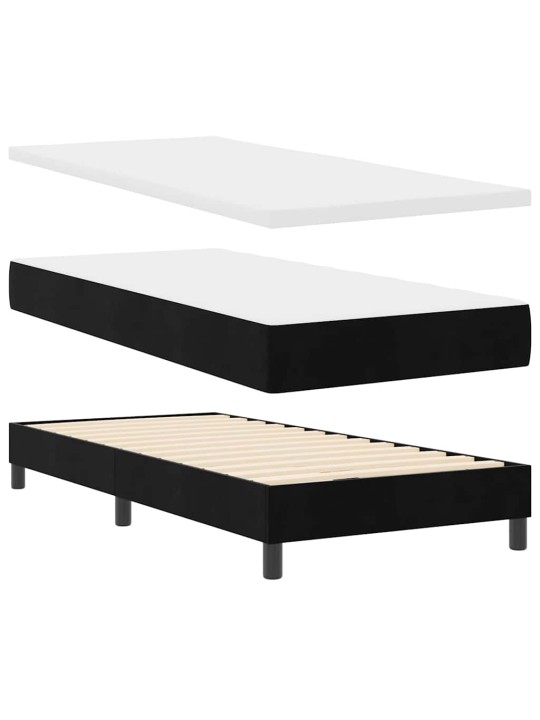 Kontinentaalvoodi madratsi ja peatsiga must 100 x 200 cm samet