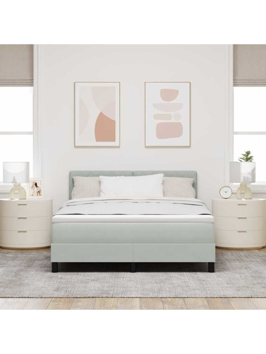 Kontinentaalvoodi madratsi ja peatsiga helehall 140 x 190 cm samet