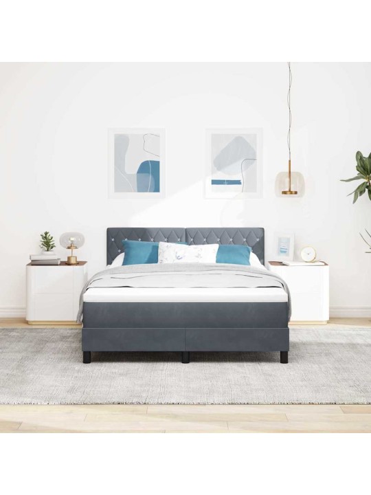 Kontinentaalvoodi madratsi ja peatsiga tumehall 140 x 190 cm samet