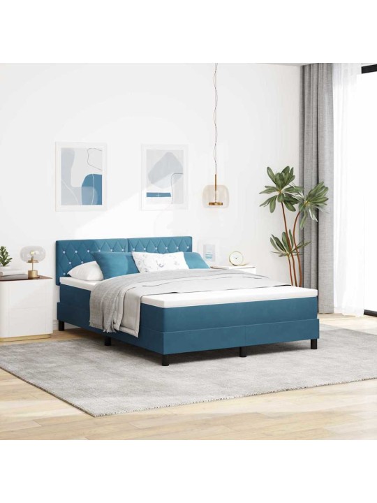 Kontinentaalvoodi madratsiga tumesinine 140 x 190 cm samet