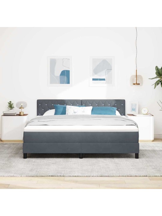 Kontinentaalvoodi madratsi ja peatsiga tumehall 180 x 200 cm samet
