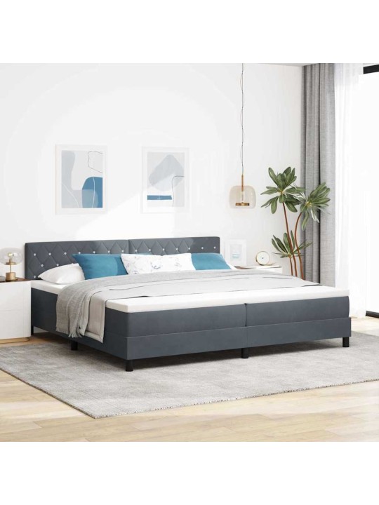 Kontinentaalvoodi madratsi ja peatsiga tumehall 200 x 200 cm samet