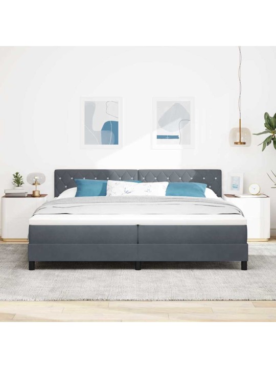 Kontinentaalvoodi madratsi ja peatsiga tumehall 200 x 200 cm samet