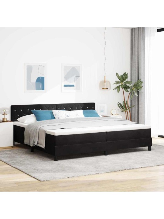 Kontinentaalvoodi madratsi ja peatsiga must 200 x 200 cm samet