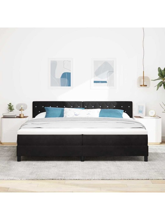 Kontinentaalvoodi madratsi ja peatsiga must 200 x 200 cm samet