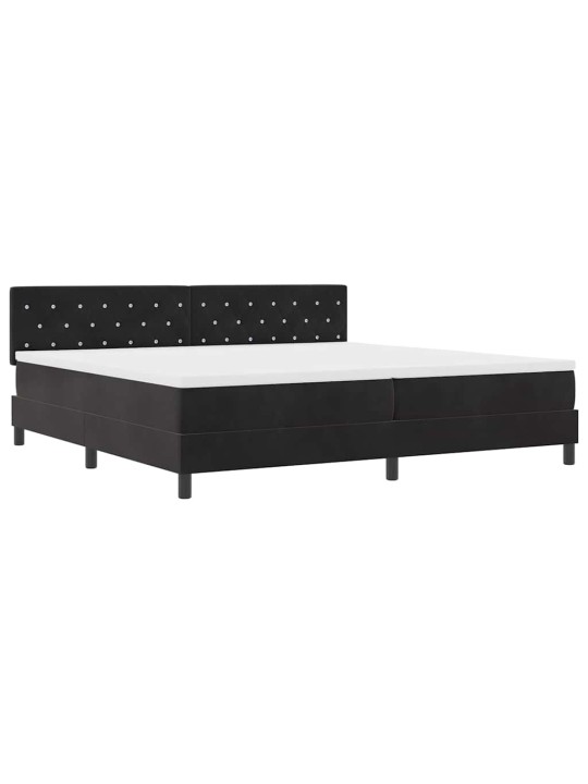 Kontinentaalvoodi madratsi ja peatsiga must 200 x 200 cm samet