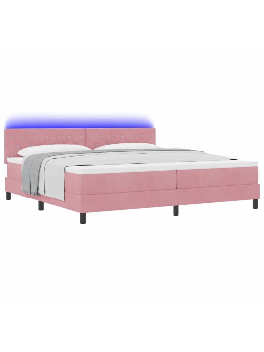 Kontinentaalvoodi madratsi ja peatsiga roosa 200 x 200 cm samet