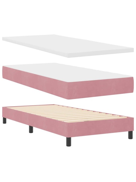 Kontinentaalvoodi madratsi ja peatsiga roosa 80 x 200 cm samet