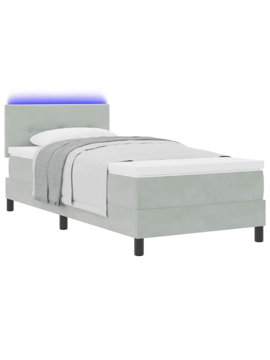 Kontinentaalvoodi madratsi ja peatsiga helehall 90 x 200 cm samet
