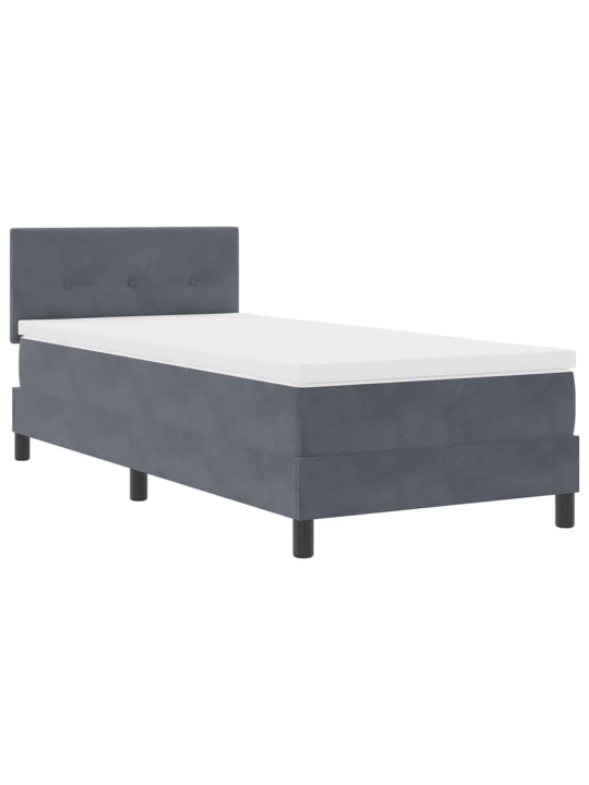 Kontinentaalvoodi madratsi ja peatsiga tumehall 90 x 200 cm samet