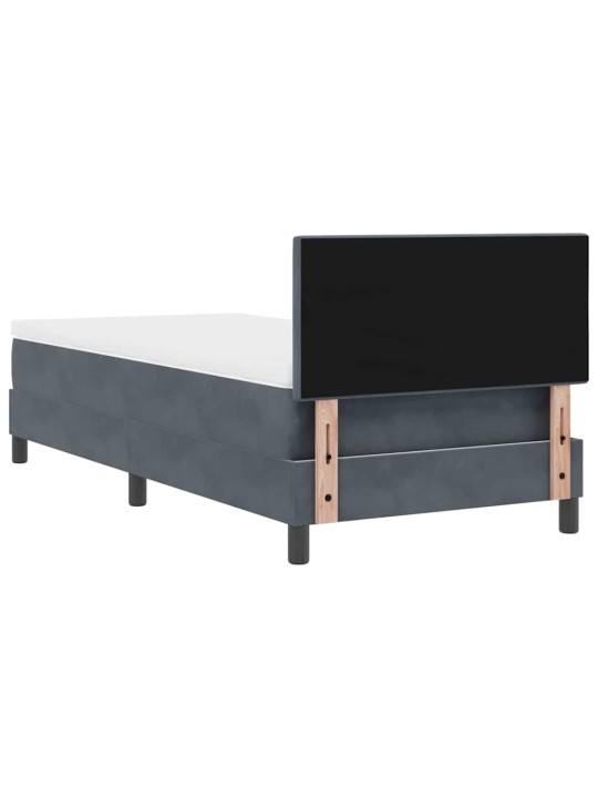Kontinentaalvoodi madratsi ja peatsiga tumehall 90 x 200 cm samet