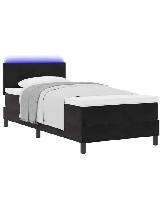 Kontinentaalvoodi madratsi ja peatsiga must 90 x 200 cm samet