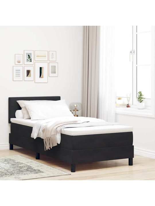 Kontinentaalvoodi madratsi ja peatsiga must 100 x 200 cm samet