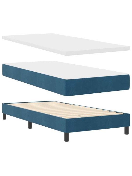 Kontinentaalvoodi madratsiga tumesinine 100 x 200 cm samet