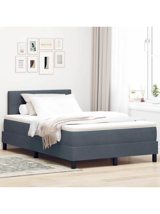 Kontinentaalvoodi madratsi ja peatsiga tumehall 120 x 200 cm samet