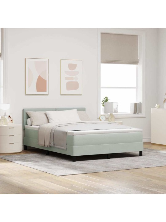 Kontinentaalvoodi madratsi ja peatsiga helehall 140 x 190 cm samet