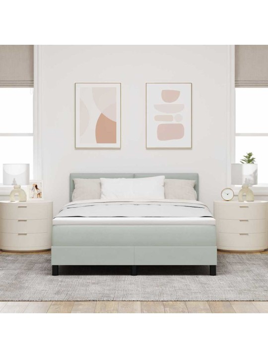 Kontinentaalvoodi madratsi ja peatsiga helehall 140 x 190 cm samet