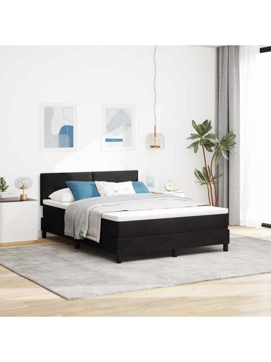 Kontinentaalvoodi madratsi ja peatsiga must 140 x 190 cm samet