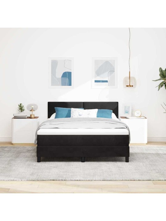Kontinentaalvoodi madratsi ja peatsiga must 140 x 190 cm samet