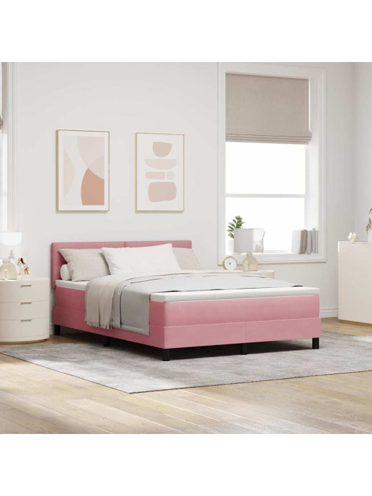 Kontinentaalvoodi madratsi ja peatsiga roosa 160 x 200 cm samet