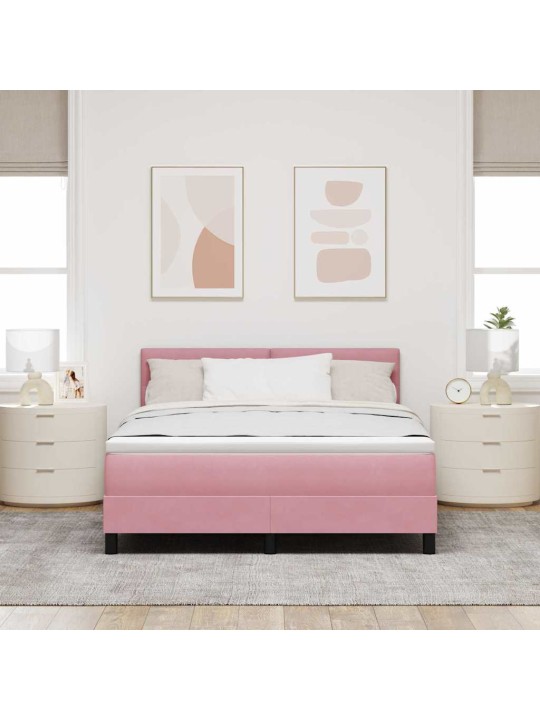 Kontinentaalvoodi madratsi ja peatsiga roosa 160 x 200 cm samet