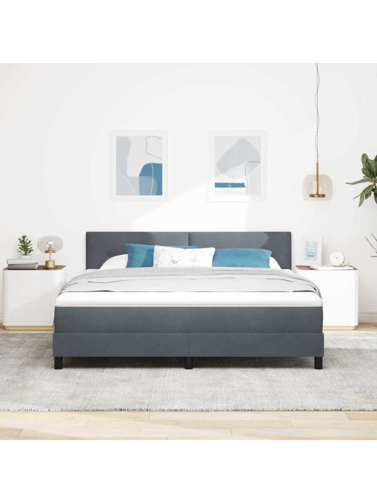 Kontinentaalvoodi madratsi ja peatsiga tumehall 180 x 200 cm samet