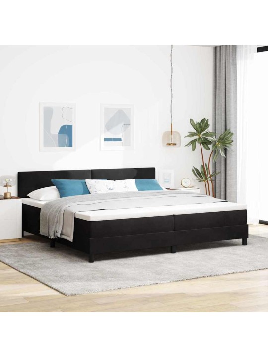Kontinentaalvoodi madratsi ja peatsiga must 200 x 200 cm samet
