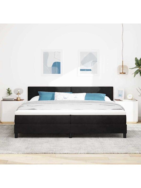 Kontinentaalvoodi madratsi ja peatsiga must 200 x 200 cm samet