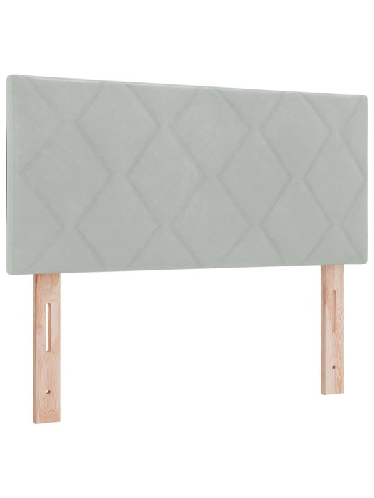 Kontinentaalvoodi madratsi ja peatsiga helehall 90 x 190 cm samet
