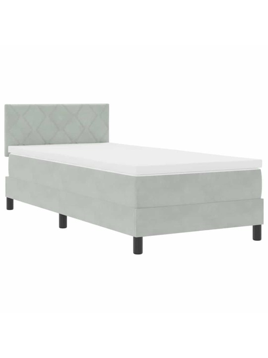 Kontinentaalvoodi madratsi ja peatsiga helehall 100 x 200 cm samet