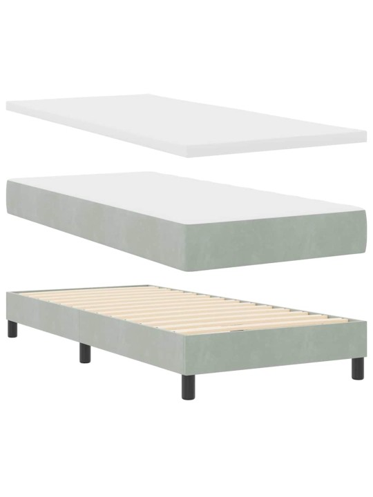 Kontinentaalvoodi madratsi ja peatsiga helehall 100 x 200 cm samet