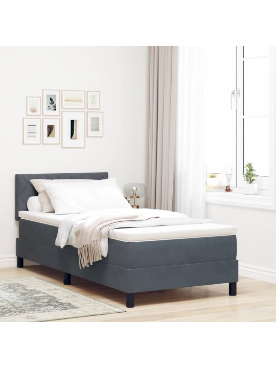Kontinentaalvoodi madratsi ja peatsiga tumehall 100 x 200 cm samet