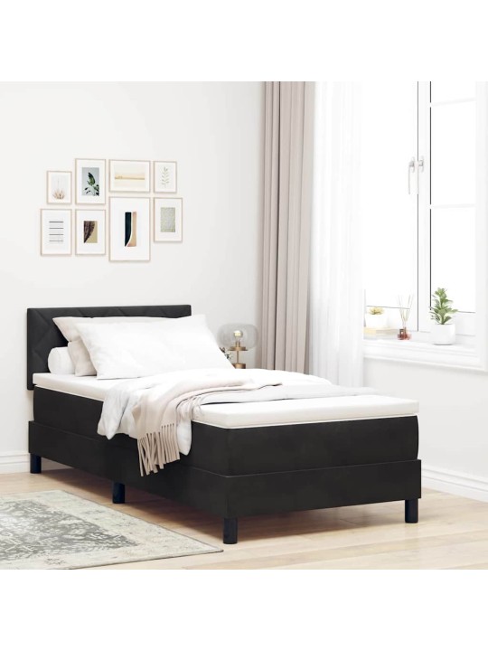 Kontinentaalvoodi madratsi ja peatsiga must 100 x 200 cm samet