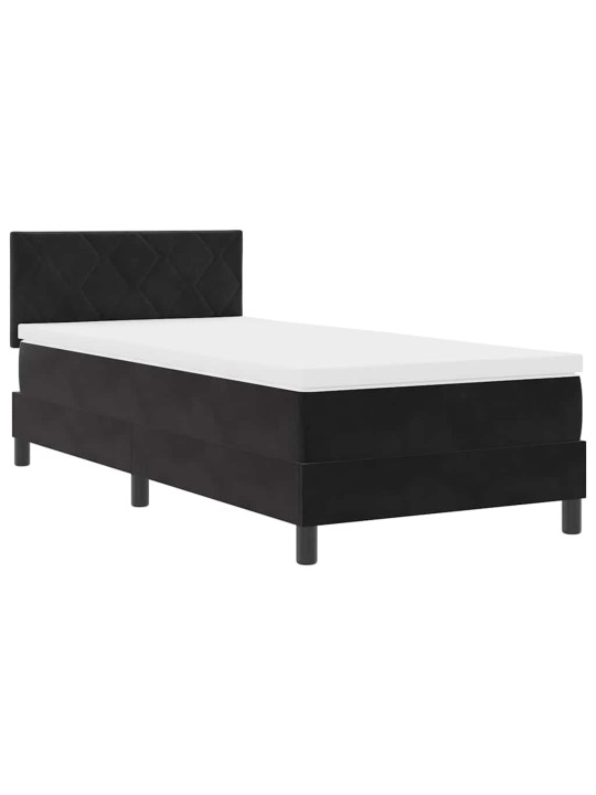 Kontinentaalvoodi madratsi ja peatsiga must 100 x 200 cm samet