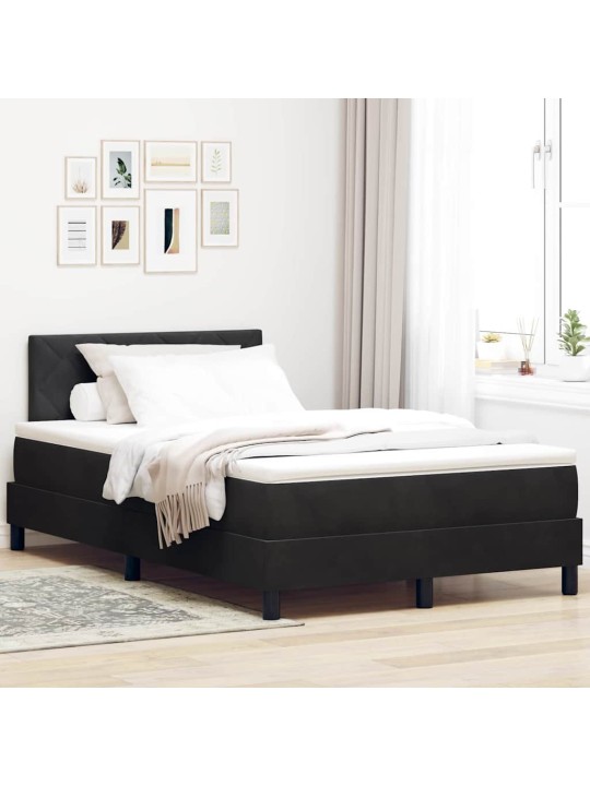 Kontinentaalvoodi madratsi ja peatsiga must 120 x 190 cm samet