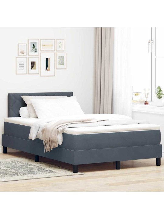 Kontinentaalvoodi madratsi ja peatsiga tumehall 120 x 200 cm samet