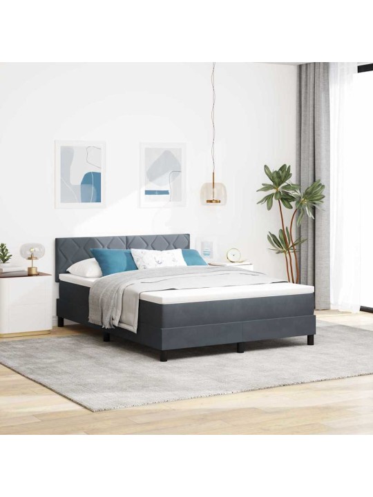 Kontinentaalvoodi madratsi ja peatsiga tumehall 140 x 190 cm samet