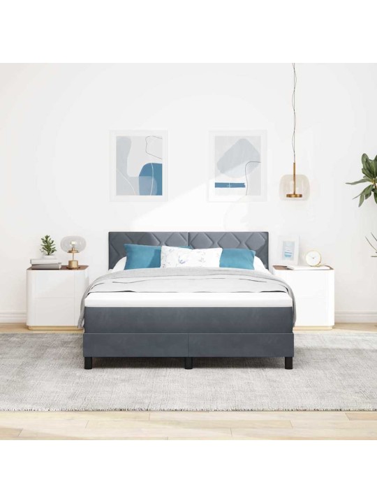 Kontinentaalvoodi madratsi ja peatsiga tumehall 140 x 190 cm samet