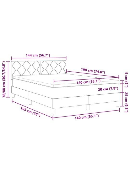 Kontinentaalvoodi madratsi ja peatsiga must 140 x 190 cm samet