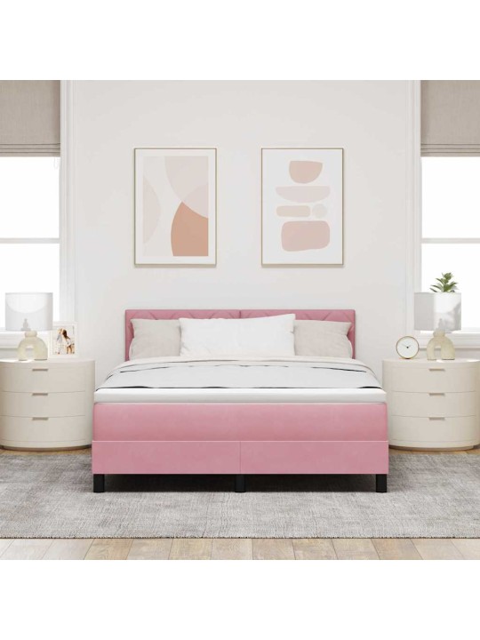 Kontinentaalvoodi madratsi ja peatsiga roosa 140 x 200 cm samet