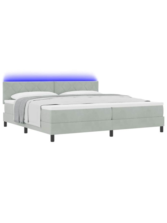 Kontinentaalvoodi madratsi ja peatsiga helehall 200 x 200 cm samet