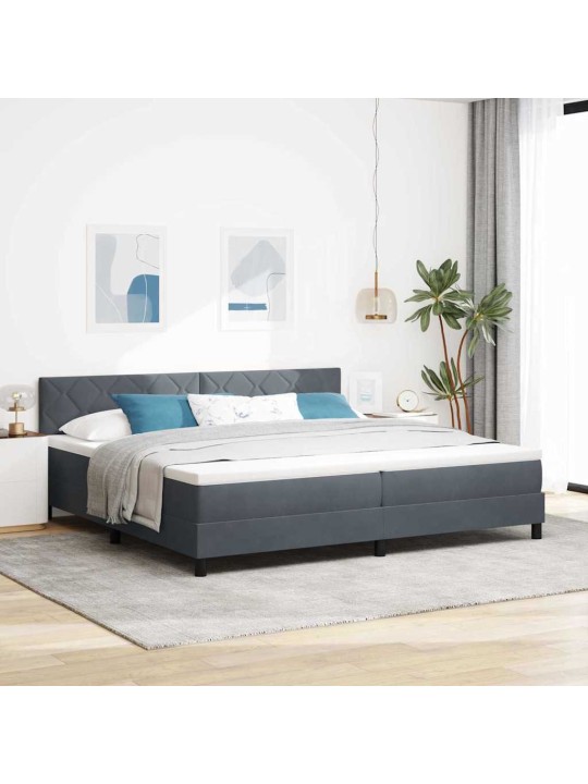 Kontinentaalvoodi madratsi ja peatsiga tumehall 200 x 200 cm samet