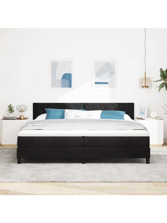 Kontinentaalvoodi madratsi ja peatsiga must 200 x 200 cm samet