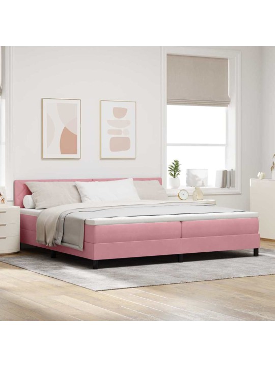 Kontinentaalvoodi madratsi ja peatsiga roosa 200 x 200 cm samet