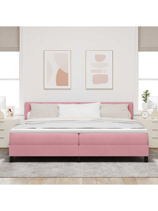 Kontinentaalvoodi madratsi ja peatsiga roosa 200 x 200 cm samet